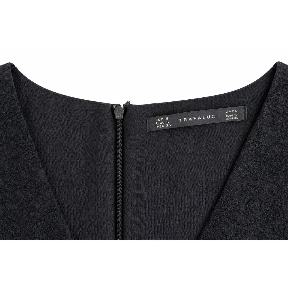 Zara Trafaluc Black Textured Fit & Flare Dress Woman's Size S - Picture 3 of 6